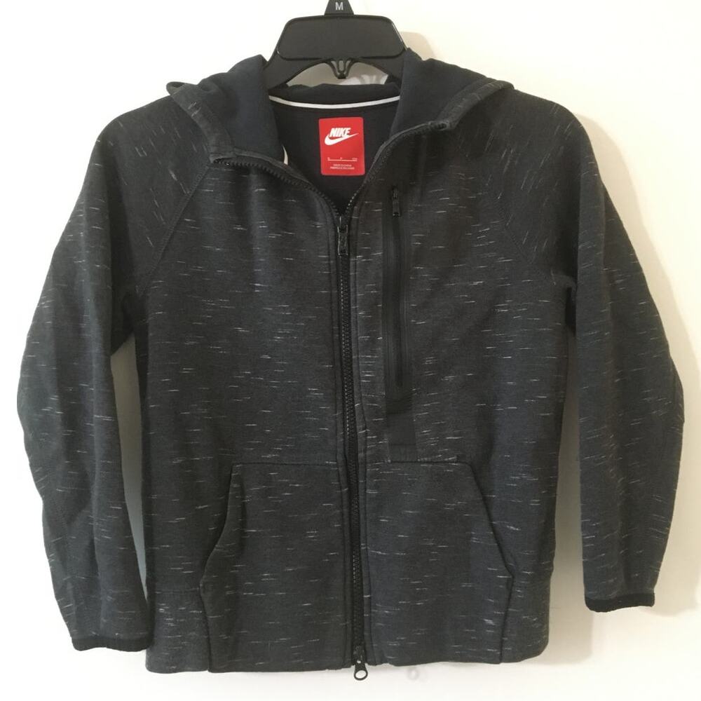 Nike Boys Small Heather Gray Full Zip Hoodie Turtle Neck Front Zipper Pocket